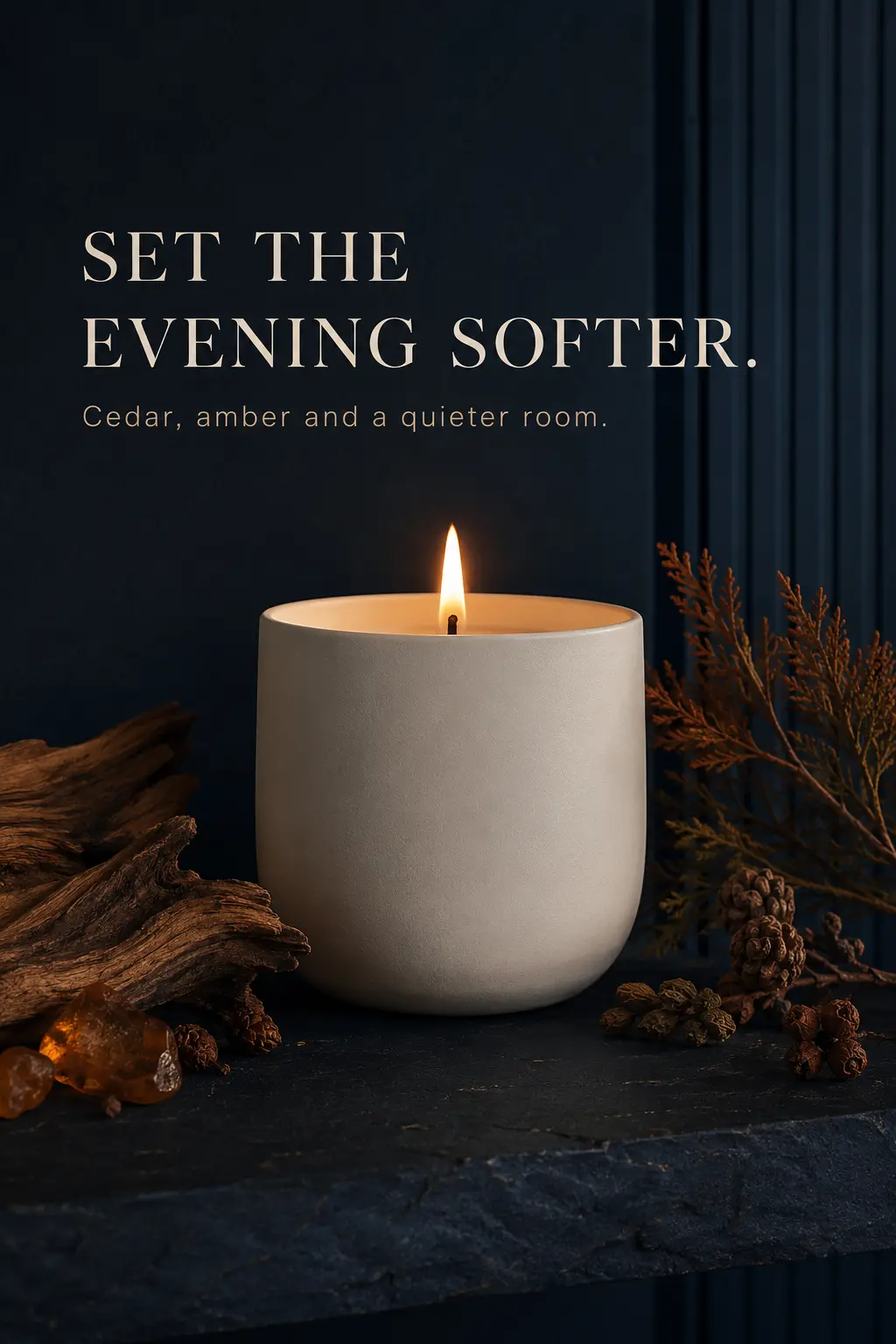 Ceramic home-fragrance candle advertising concept