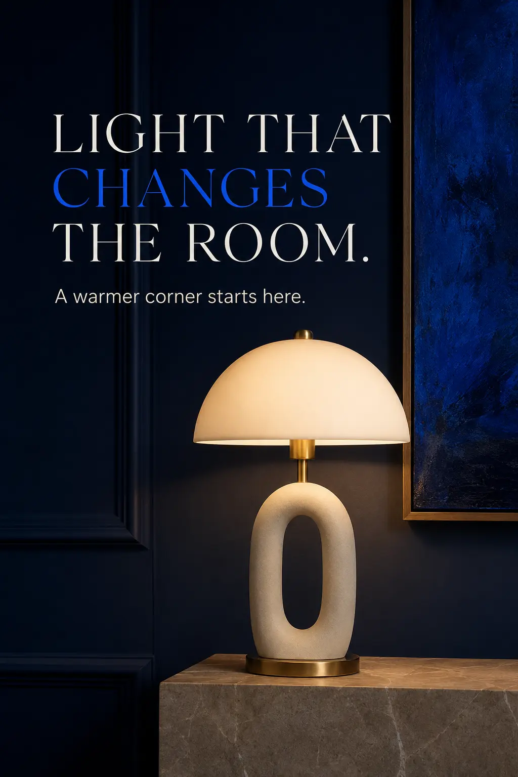Sculptural table lamp advertising concept