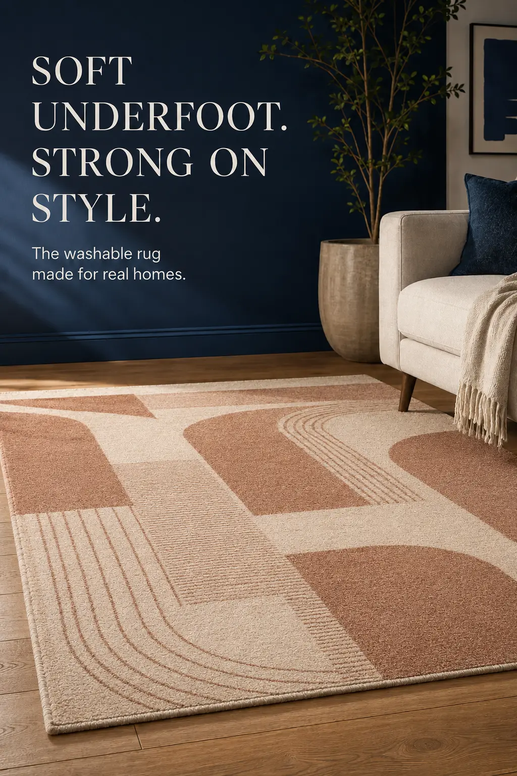 Washable area rug advertising concept